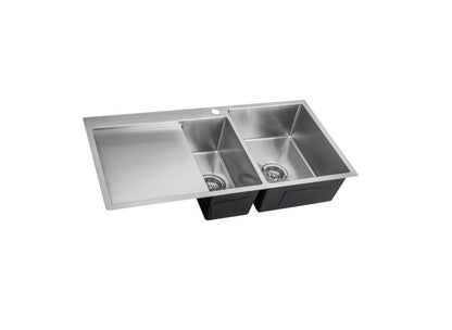 Kitchen Sink Double Bowls with Left Drainer tray (1000mm x 490mm)