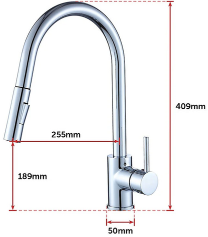 Chrome Pull Out Basin Mixer Tap Faucet