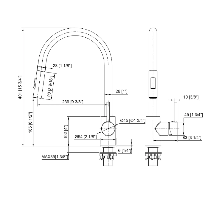 Black Kitchen Mixer Tap with Pull Out Sprayer