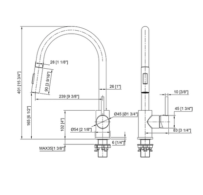 Black Kitchen Mixer Tap with Pull Out Sprayer